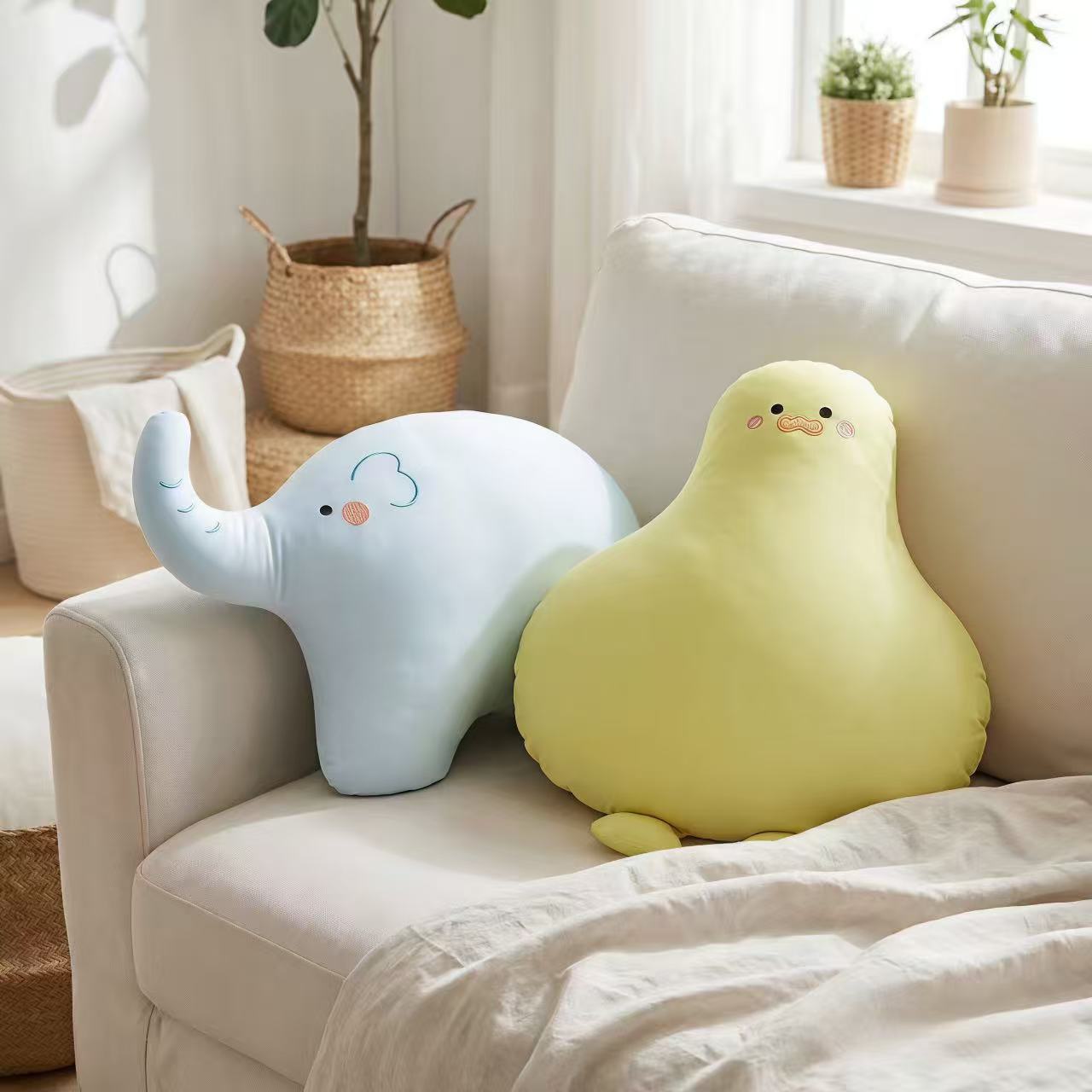 SnuggleYing Ice Silk Embroidered Cartoon Cushion Pillow with Foam Bead Filling