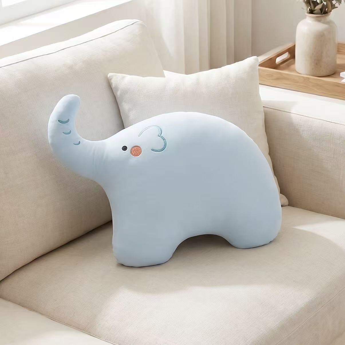Ice Silk Embroidered Cartoon Cushion Pillow with Foam Bead Filling