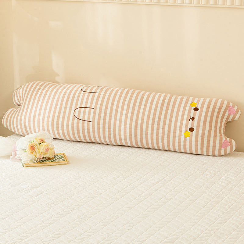 Three-Layer Gauze Striped Long Cushion Pillow with PP Cotton Filling
