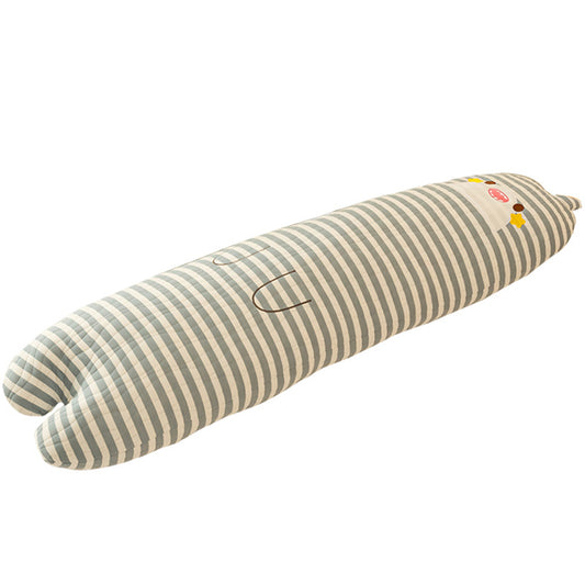 SnuggleYing Three-Layer Gauze Striped Long Cushion Pillow with PP Cotton Filling