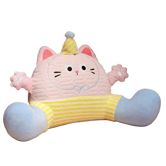 SnuggleYing Embroidered Cartoon Plush Lumbar Pillow with Polyester Filling - Removable Cover