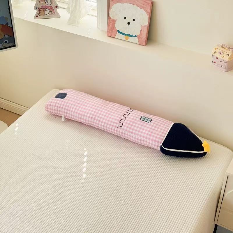 Three-Layer Gauze Striped Long Cushion Pillow with PP Cotton Filling