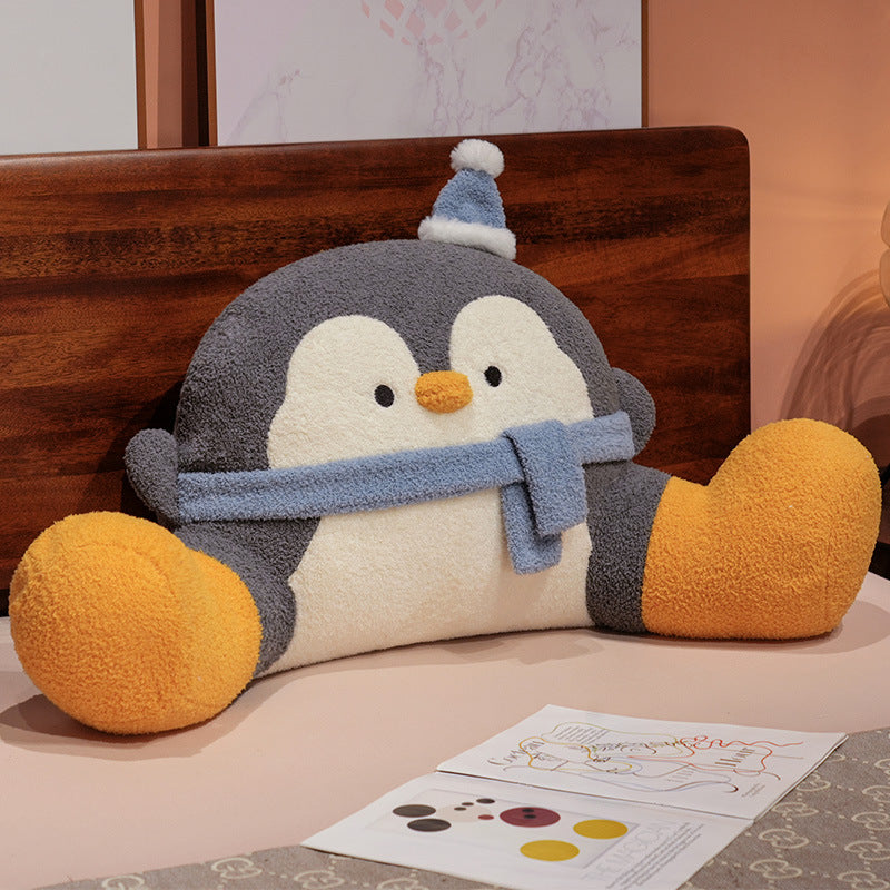 Embroidered Cartoon Plush Lumbar Pillow with Polyester Filling