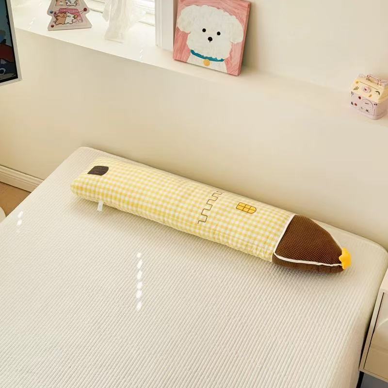 Three-Layer Gauze Striped Long Cushion Pillow with PP Cotton Filling