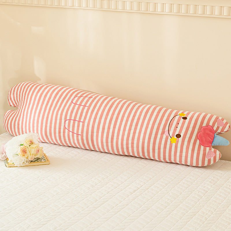 Three-Layer Gauze Striped Long Cushion Pillow with PP Cotton Filling